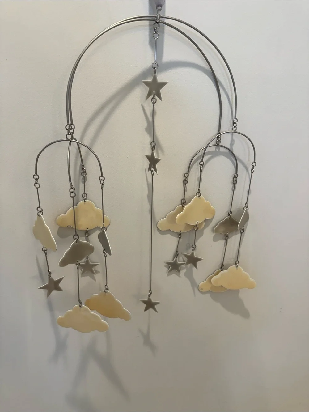 Pottery Barn Kids Cream & Light Gray Cloud and Star Mobile